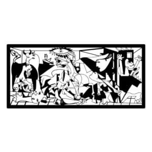Cuadro metálico del Guernica, diseño detallado en acero negro mate