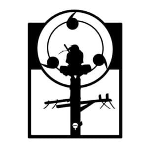 Cuadro Metálico Itachi Sharingan en acero negro mate, inspirado en el legendario ninja de Konoha