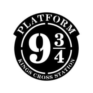Cuadro metálico inspirado en el Andén 9 3/4 de Harry Potter, diseño exclusivo en acero negro mate, perfecto para fans del mundo mágico