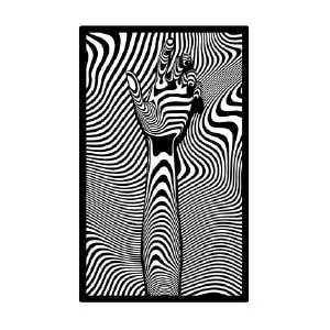 Cuadro metálico Dimensión Líquida con mano abstracta y patrón óptico en blanco y negro, diseño artístico contemporáneo DecoVerso®