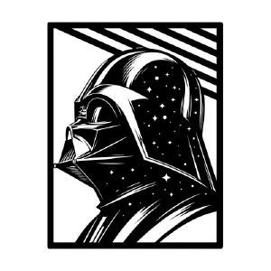 Cuadro metálico fan art inspirado en Darth Vader en blanco y negro