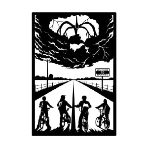 Cuadro Metálico Sombras en Hawkins fan art inspirado en Stranger Things