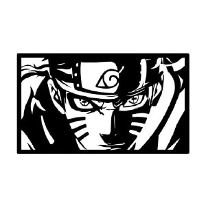 Cuadro metálico fan art inspirado en Naruto con retrato en blanco y negro