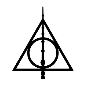 Cuadro metálico símbolo de las reliquias de la muerte fan art inspirado en saga de magia harry potter